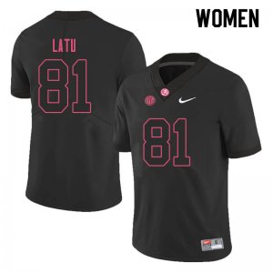 NCAA Women's Alabama Crimson Tide #81 Cameron Latu Stitched College 2019 Nike Authentic Black Football Jersey RL17M46NV